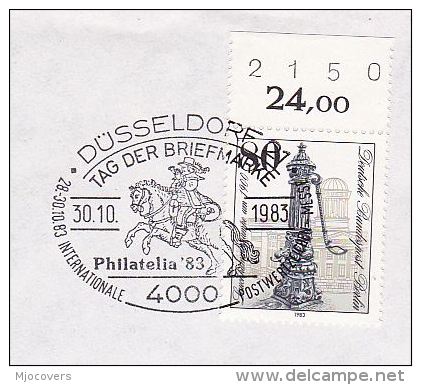 1983 COVER HORSE RIDER Stamp Day EVENT Pmk  Dusseldorf GERMANY Stamps Horses Mial Post - Horses