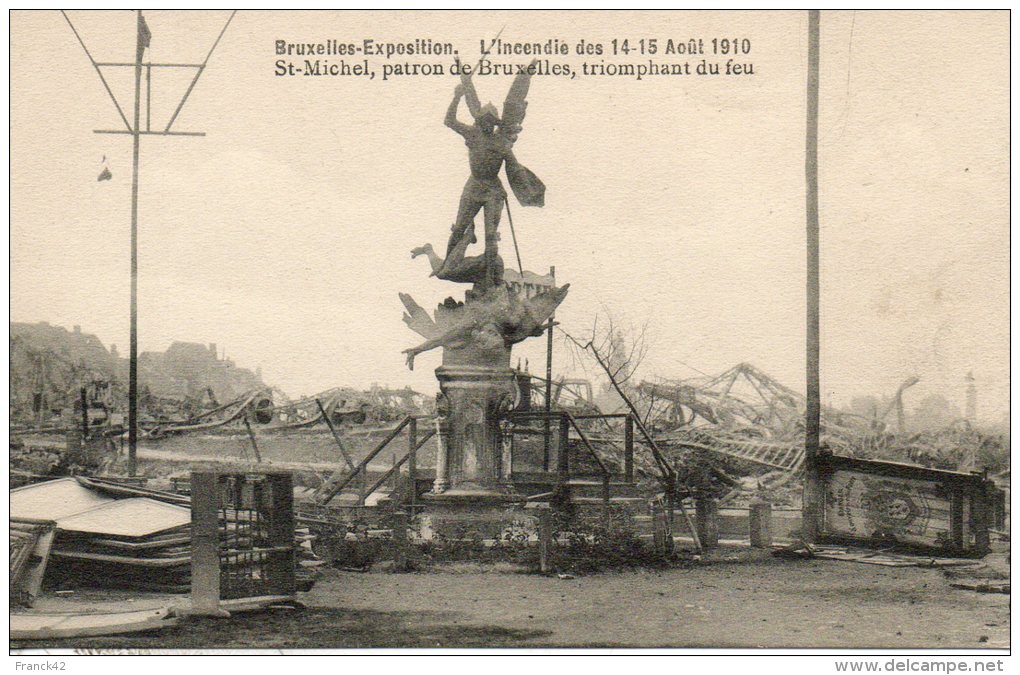 Belgique. Bruxelles. Incendie Des 14-15 Aout 1910. Saint Michel Triomphant Du Feu - Feste, Eventi