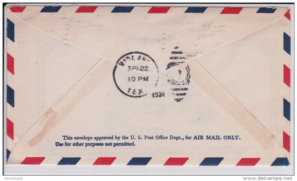 USA -1931 -POSTE AERIENNE -ENVELOPPE AIRMAIL De INDIANAPOLIS - FIRST TWENTY-FOUR HOUR FLIGHT AM 34 NEW YORK- LOS ANGELES - 1c. 1918-1940 Lettres