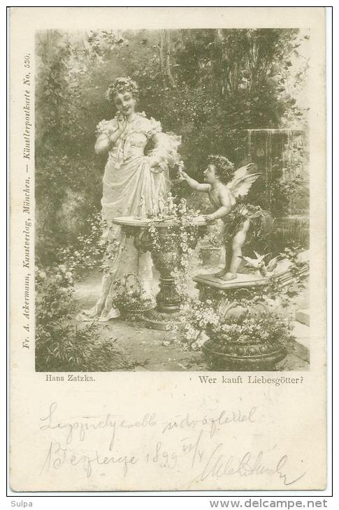 Carte Postale Signée Zatzka - "Wer Kauft Liebesgötter - Amour Vendeur De Statuettes - Zatzka