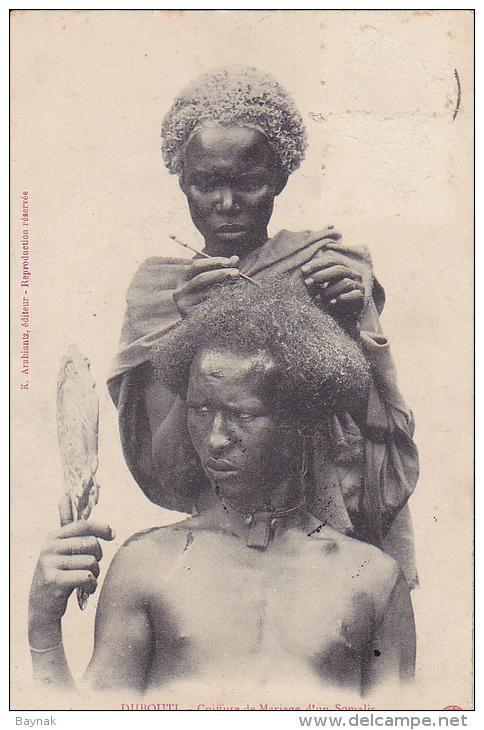 DJ12  --  DJIBOUTI  --  COIFFURE DE MARIAGE D `UN SOMALIS   --  1907 - Dschibuti