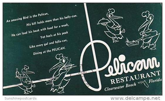 Florida Clearwater Beach Pelican Restaurant 1957 - Clearwater