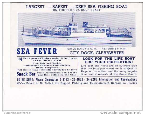 Florida Clearwater Deep Sea Fishing Boat Sea Fever - Clearwater