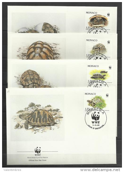 WWF 4 FDC  Tortues Tortuga Tortoise Schildkrote  Monaco 25 - Turtles