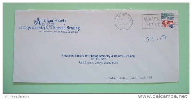 USA 1990 Cover To Virginia - Flag - Photogrammetry Remote Sensing - Yosemite - Zip Code Slogan - Altri & Non Classificati