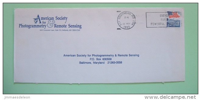 USA 1993 Cover From SCF Southern Maryland  - Flag - White House - Photogrammetry Remote Sensing - Covers & Documents