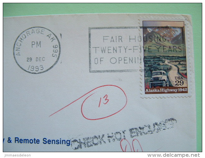 USA 1993 Cover From Anchorage - Alaska Highway - Remote Sensing - Covers & Documents