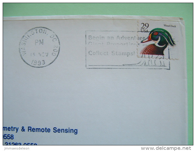 USA 1993 Cover From Washington - Bird Duck - Remote Sensing Photogrammetry - Collecting Stamps Slogan - Covers & Documents