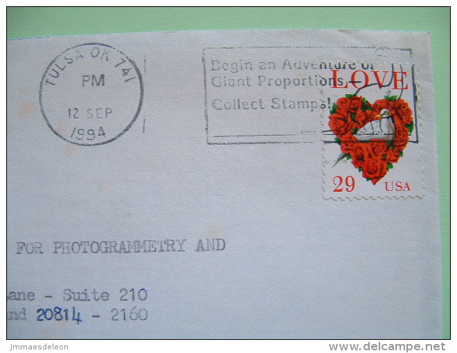 USA 1994 Cover From Tulsa - Flowers Roses Love Dove / Collect Stamps Slogan - Lettres & Documents