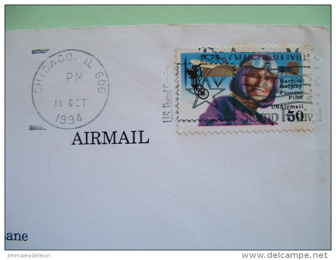 USA 1994 Cover Chicago To England - Plane Harriet Quimby Pioneer Pilot - Brieven En Documenten