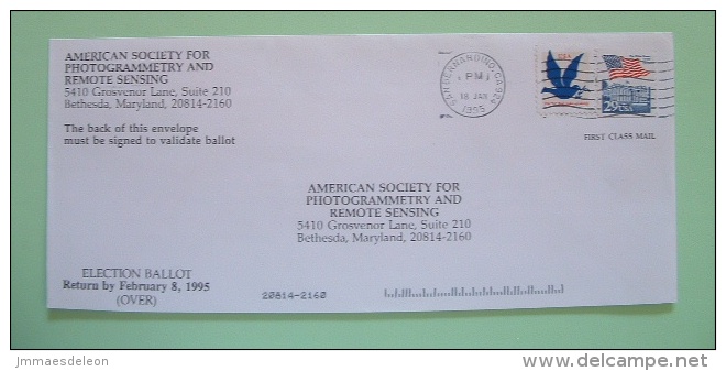 USA 1995 Cover From San Bernardino - Flag - White House / Peace Dove Bird / Geography Logo - Lettres & Documents