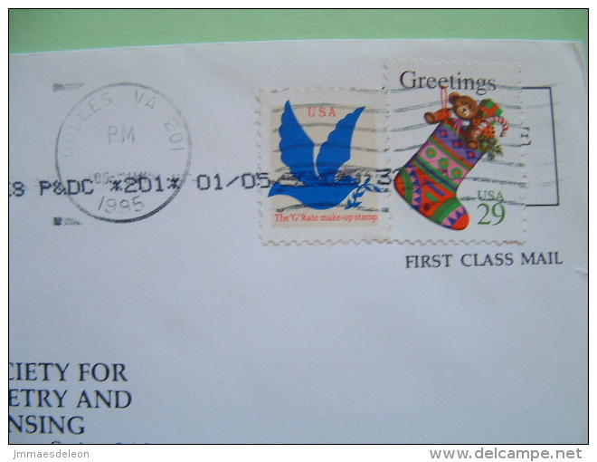 USA 1995 Cover From Dulles - Peace Dove Bird / Greetings Teddy Bear Sock - Briefe U. Dokumente