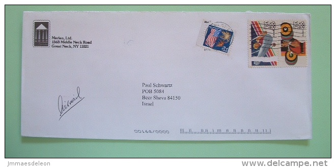 USA 1998 Cover  To Israel  - Fireworks Flag - Sports Olympics Gymnastic (damaged Stamp) Weight Lifting - Briefe U. Dokumente