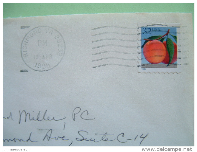 USA 1996 Cover To Richmond - Fruit Peach - Storia Postale