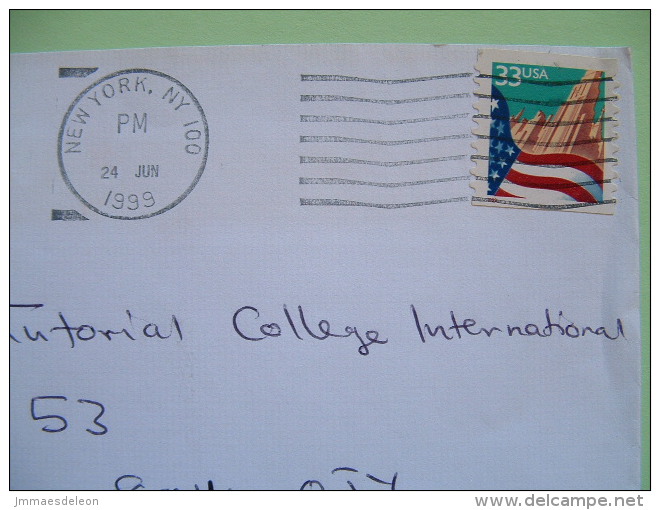 USA 1999 Cover From New York To England - Flag - New York - Lettres & Documents