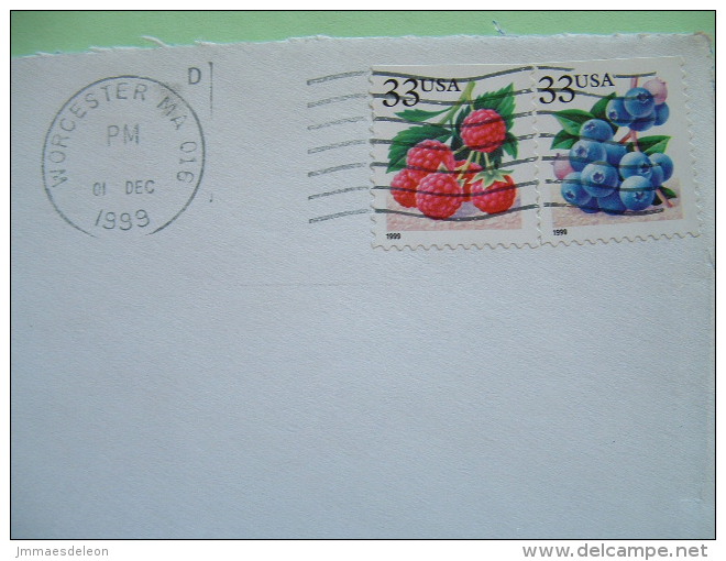 USA 1999 Cover From Worcester To Scotland UK - Fruits Raspberries Blueberries - Lettres & Documents