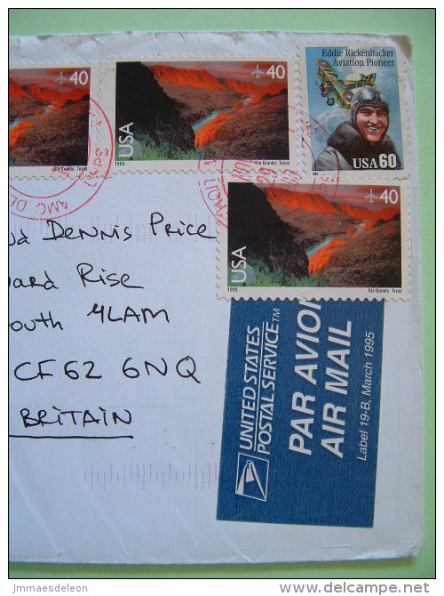 USA 1999 Illustrated Cover  To England - Letter Writter Painting - Landscape Rio Grande Texas - Plane Aviation Pioneer - Lettres & Documents