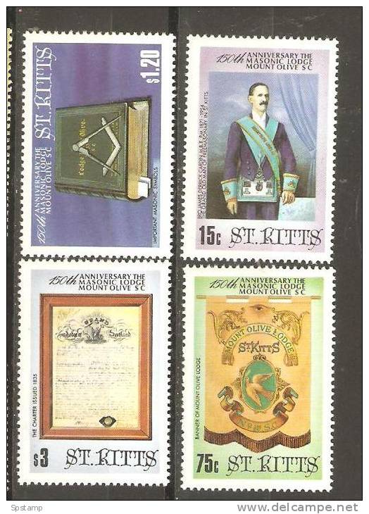 Saint Kitts 1985 Masonic Lodge Set 4 MNH - St.Kitts And Nevis ( 1983-...)