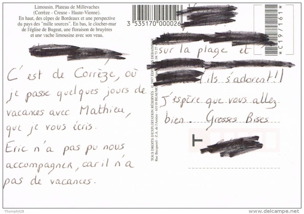 LIMOUSIN PLATEAU DE MILLEVACHES - Multi-vues : Cèpes, Pays Des Mille Sources, Clocher De Bugeat, Bruyéres, Vache Et Veau - Auvergne