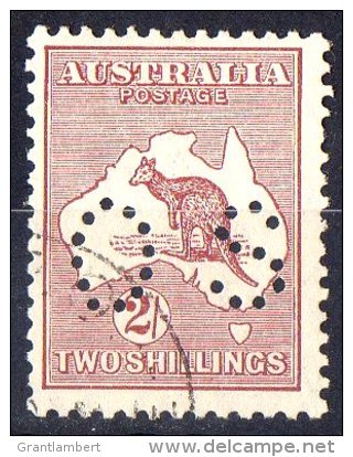 Australia 1929 Kangaroo 2 Shillings Maroon Small Multiple Wmk Perf OS CTO - Oblitérés