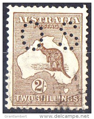 Australia 1913 Kangaroo 2 Shillings Brown 1st Wmk Perf Small OS Used - Gebraucht