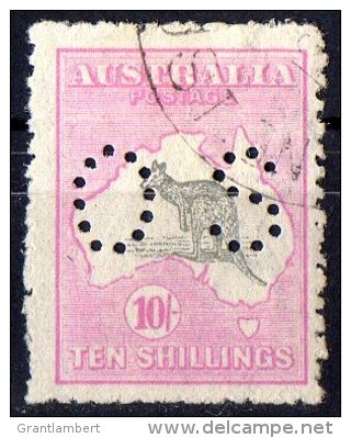 Australia 1915 Kangaroo 10 Shillings Grey &amp; Pink 3rd Wmk Perf OS Used - Used Stamps