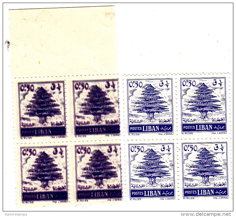 Lebanon 1960,0,50 PL Violet Bloc Of 4 MNH Superb Printed RECTO/VERSO ,scarce (genuine)-SKRILL PAY. ONLY - Liban