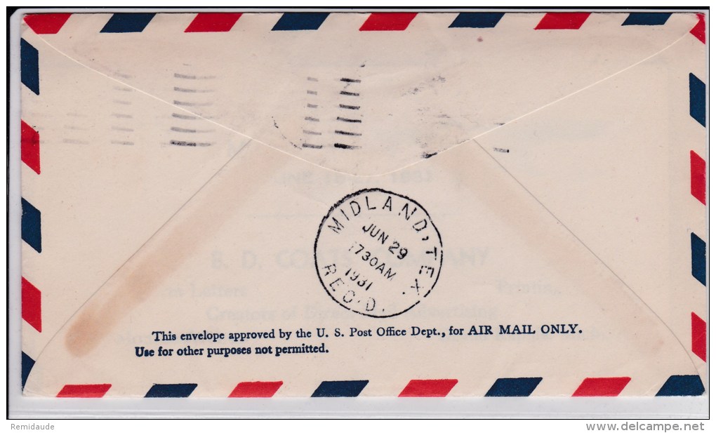 USA -1931  - POSTE AERIENNE - ENVELOPPE AIRMAIL De GRAND RAPIDS  - 3° ANNUAL MICHIGAN AIR TOUR - G.R.ASSN.OF COMMERCE - 1c. 1918-1940 Cartas & Documentos