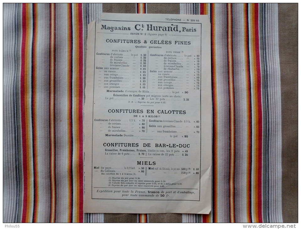 75 PARIS Magasins Ct Hurand Rue Des Moines Et Rue Nollet  Usine A Clichy PUB Confitures De Bar Le Duc - Alimentaire