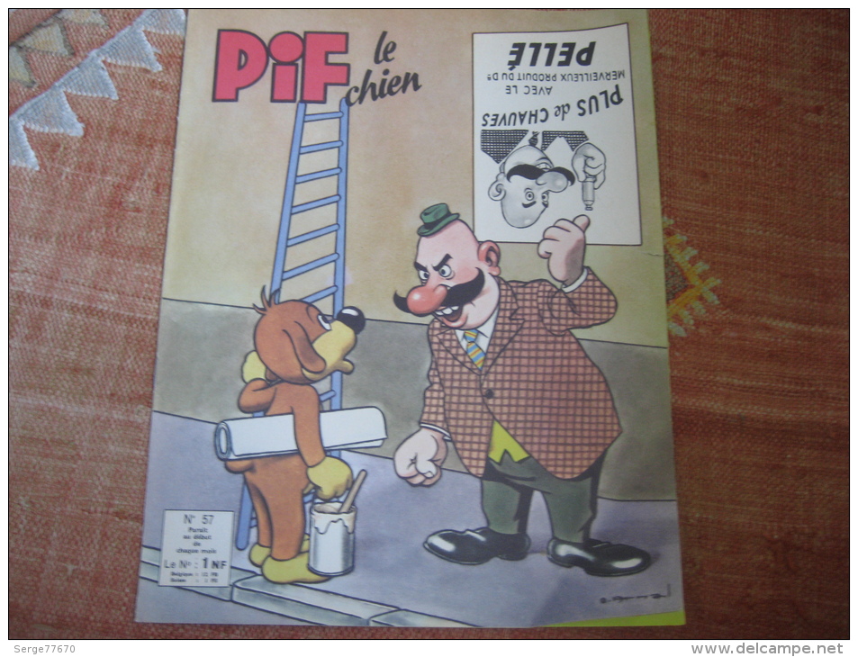 Les Aventures De Pif Le Chien N° 57 De Novembre 1962 Humanité Arnal Vaillant Gadget Placid Muzo Arthur - Pif - Autres