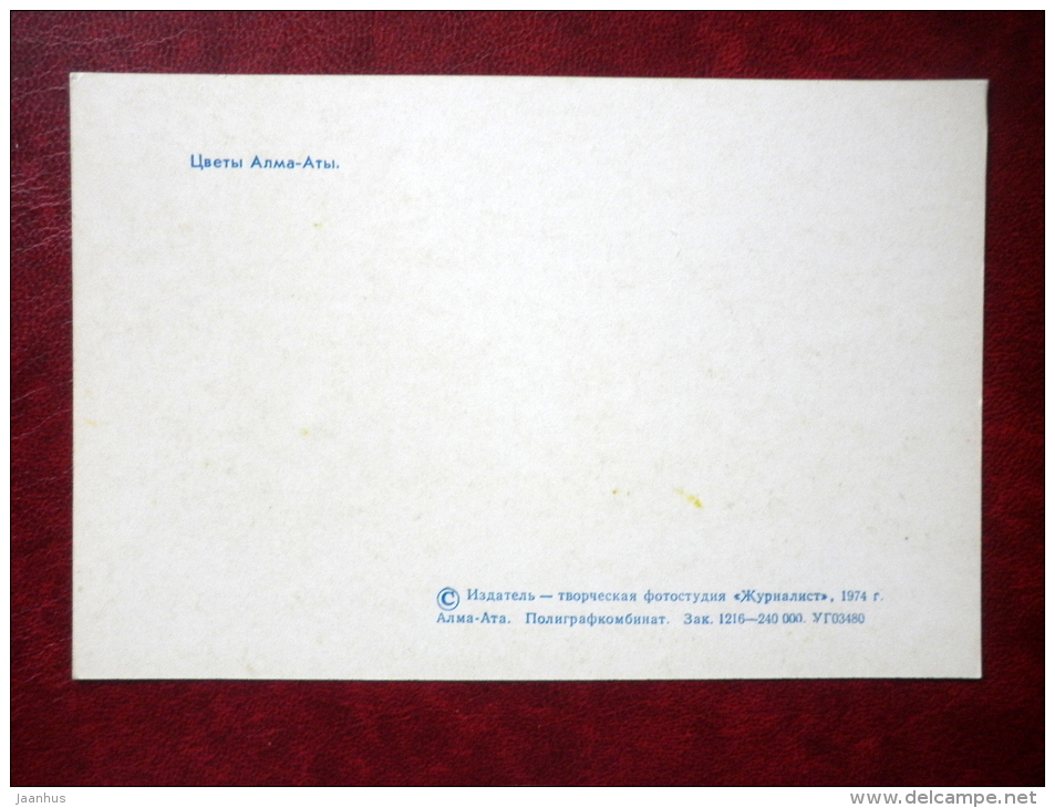 Flowers Of Almaty - Almaty - Alma-Ata - 1974 - Kazakhstan USSR - Unused - Kazakhstan