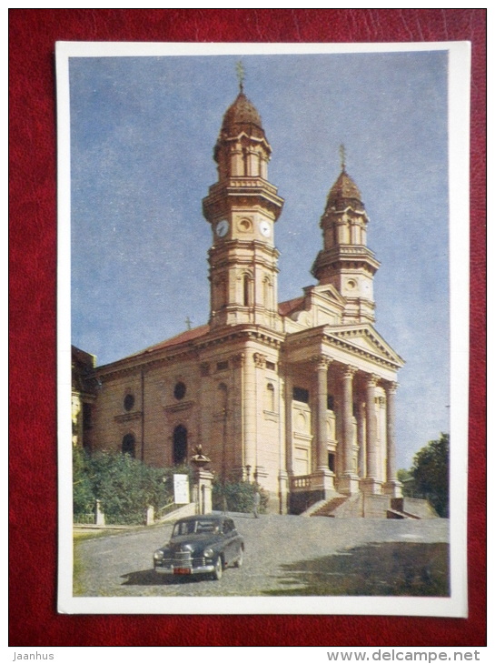 Cathedral - Car Pobeda - Uzhhorod - Uzhgorod - 1958 - Ukraine USSR - Unused - Ucrania