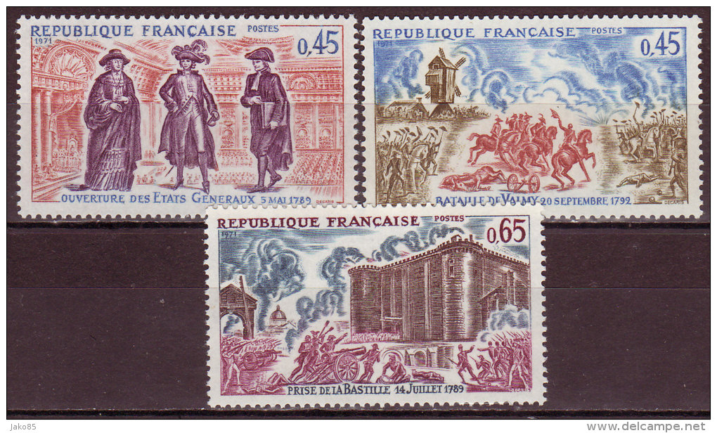 FRANCE - 1971 - YT N° 1678 / 1680 -** - Série Complète - TB - Neufs