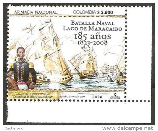 O) 2008 COLOMBIA, BOAT, JOSE PADILLA ADMIRAL,BATTLE LAKE MARACAIBO, FOR 1 MNH.- - Colombia