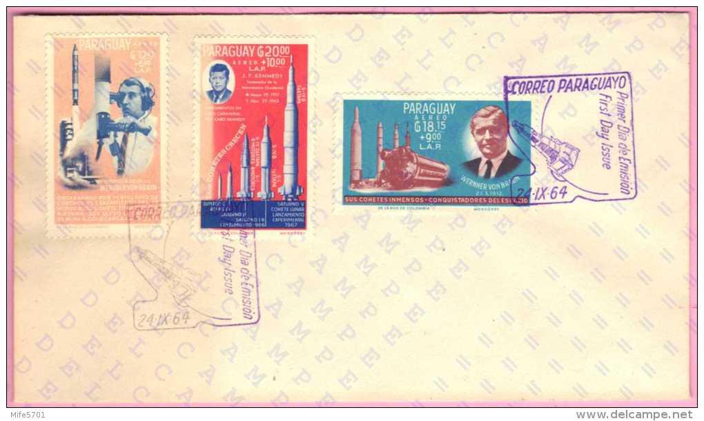 PARAGUAY - SPACE ARCHIVEMENTS 24.09.1969 - SCOTT # 836 / 843 - FDC - 2 ENVELOPES - América Del Sur