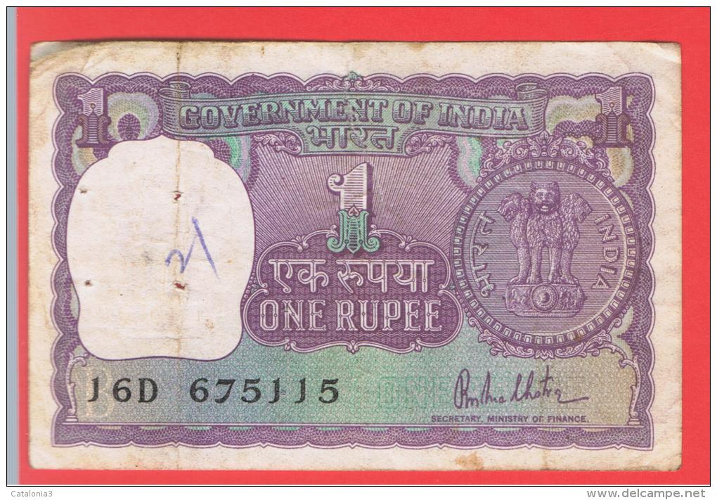 INDIA - 1 Rupia ND  Serie J6D  Rotura - India
