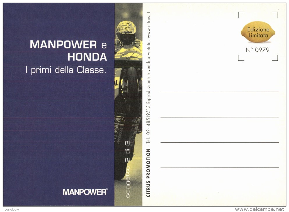 Valentino Rossi & Manpower - Promocard - Motociclismo