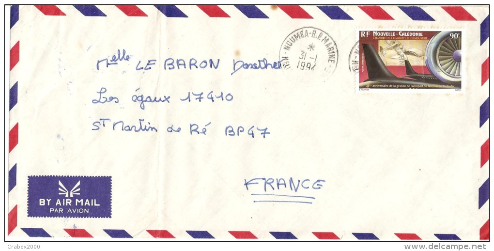 N°Y&T PA308     NOUMEA MARINE      Vers FRANCE  Le  31 JANVIER1994 - Cartas & Documentos