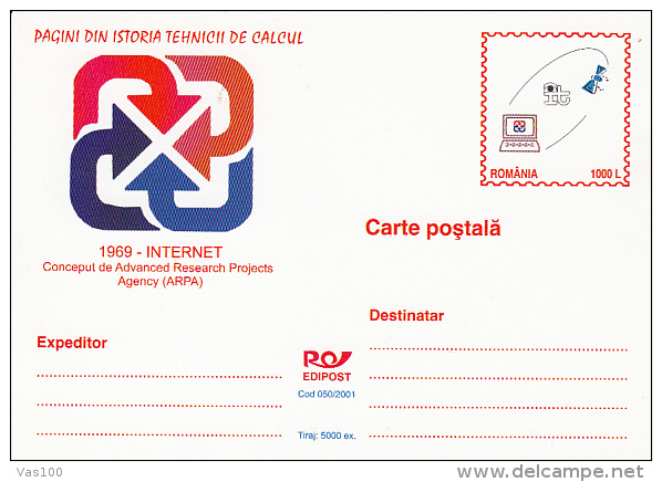 COMPUTERS, IT, INTERNET, PC STATIONERY, ENTIERE POSTAUX, UNUSED, 2001, ROMANIA - Computers