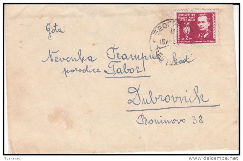 Yugoslavia 1945, Cover Beograd To Dubrovnik - Covers & Documents