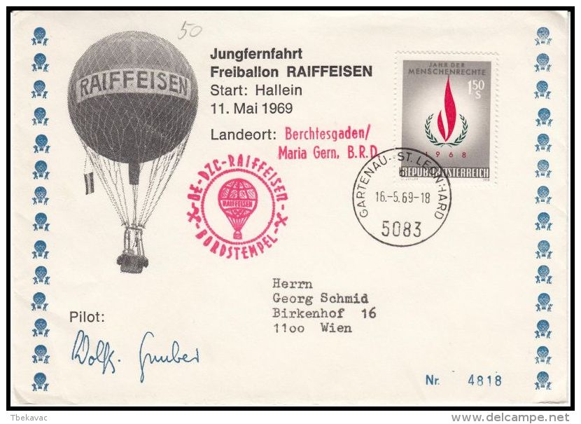 Austria 1969, Airmail Cover By Ballon Gartenau To Wien - Autres & Non Classés