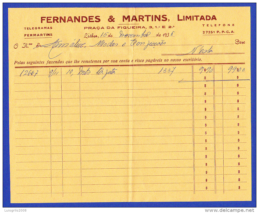 FERNANDES & MARTINS, LIMITADA -  LISBOA, 15 DE NOVEMBRO DE 1956 - Portogallo