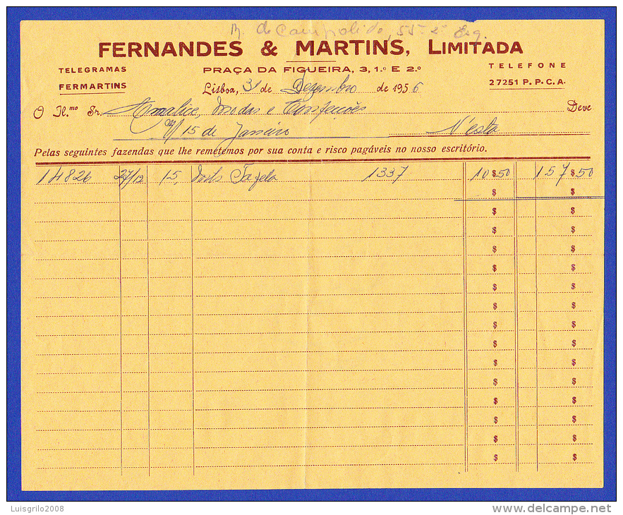 FERNANDES & MARTINS, LIMITADA - LISBOA, 31 DE DEZEMBRO DE 1956 - Portogallo