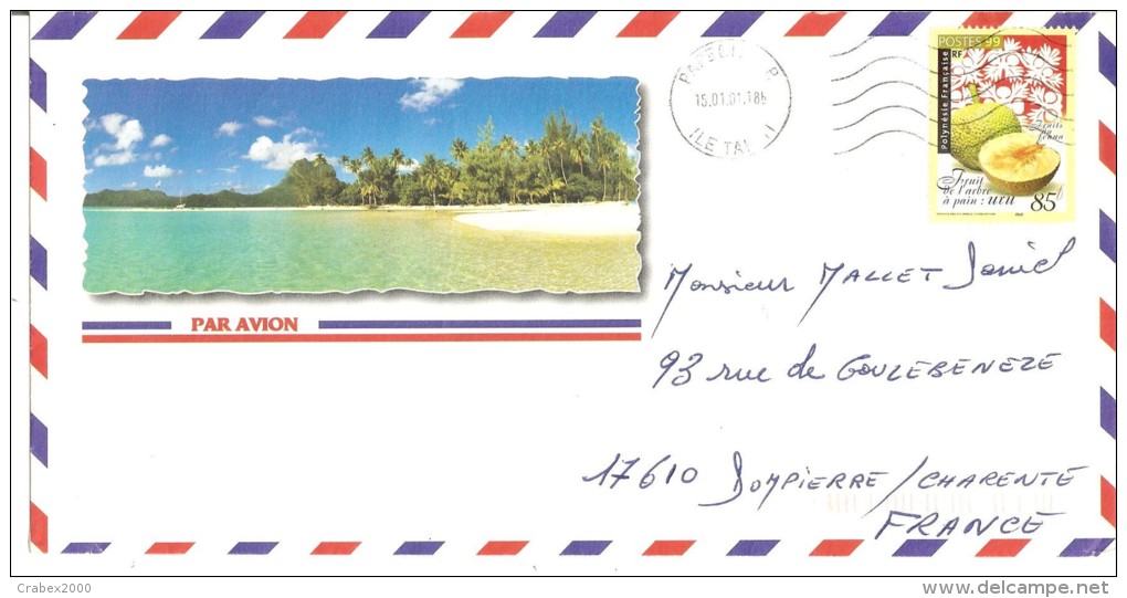 N°Y&T 588    PAPEETE      Vers FRANCE  Le  15 JANVIER 2001 - Lettres & Documents
