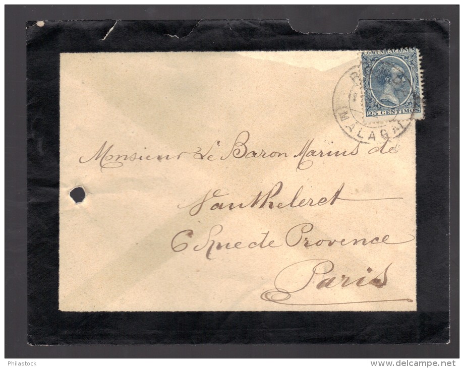 ESPAGNE 1896 N° 204 Obl. S/Lettre Entiére Pour Paris - Storia Postale