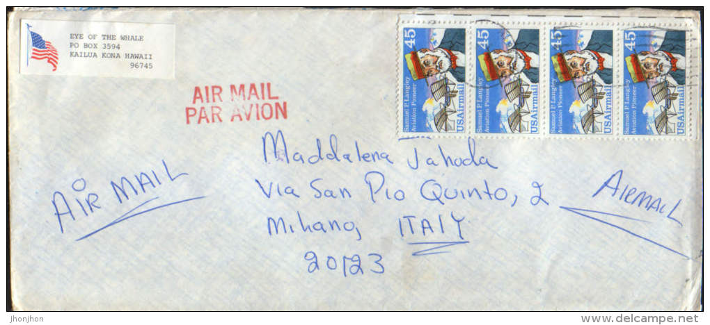 USA-Erreur!-Env Circ In 1988 Air Mail From Hawaii In Italy,departure Stamp Of On The Back Is In Mirror,very Rarely-2/sca - Other & Unclassified