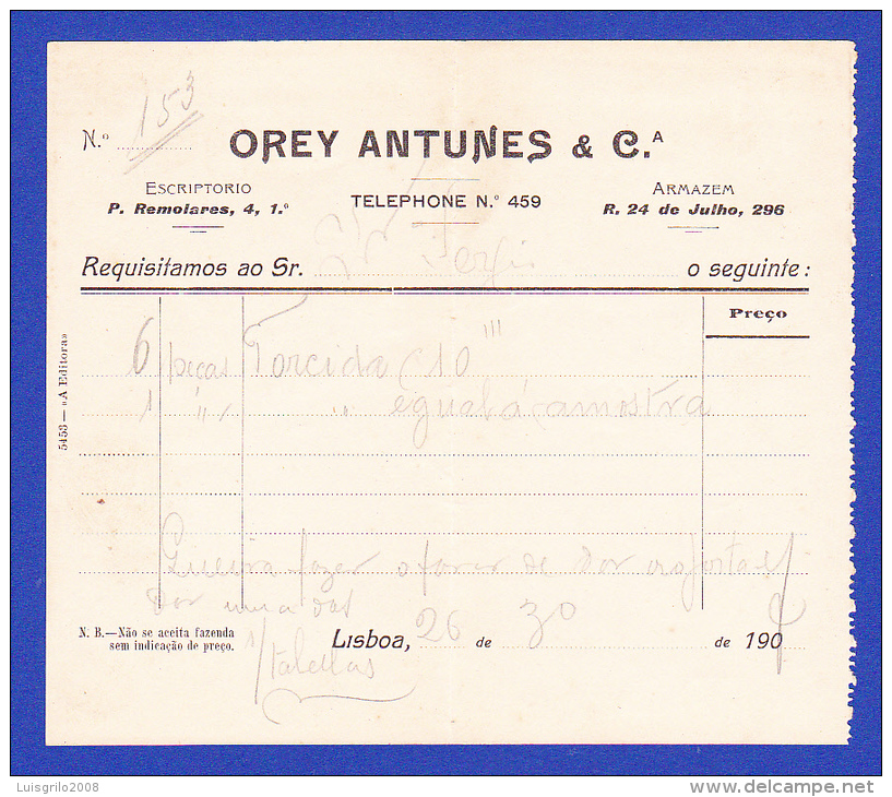 OREY ANTUNES & Cª.  -- LISBOA, 26.3.1907 - Portugal