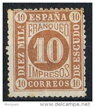 Sello 10 Cts Cifras Impresos Isabel II 1867, Num 94 * - Unused Stamps