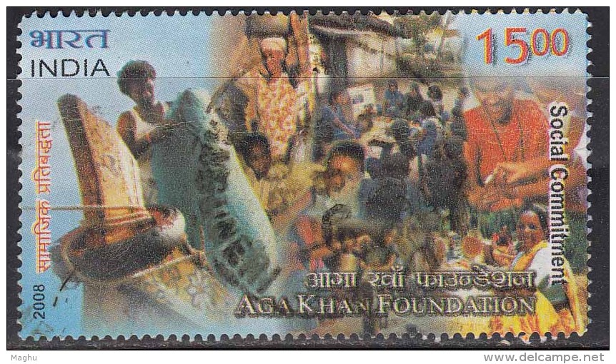 India Used 2008, Aga Khan Foundation, Social Wing, Imminization Drop To Child, Health, Medicine, Women (image Sample) - Used Stamps
