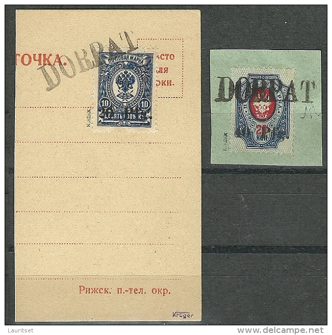 ESTLAND Estonia Estonie 1918 German Occupation Dorpat Tartu Line Cancel DORPAT On Cover Out Cuts Signed K. KOKK - Estland